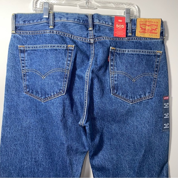 Levi's® Men's 505 Straight Leg Regular Fit Jeans - Dark Blue 40x32 - Picture 5 of 16